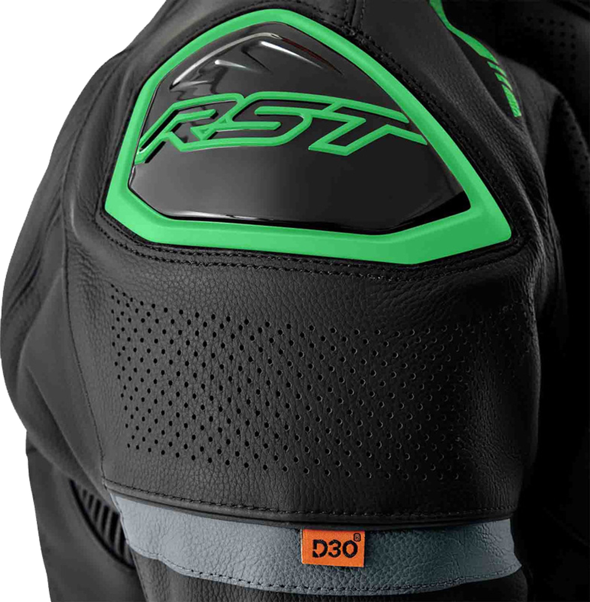 RST S1 D3O perforierte Motorrad Lederjacke schwarz/neon-grün 60 Abbildung 4