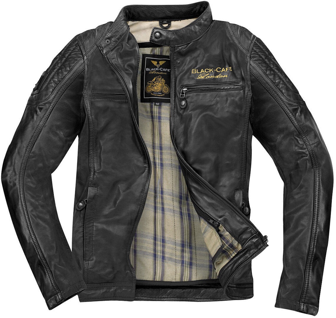 Black-Cafe London Miami Motorcycle Leather Jacket black 54 Figure 3