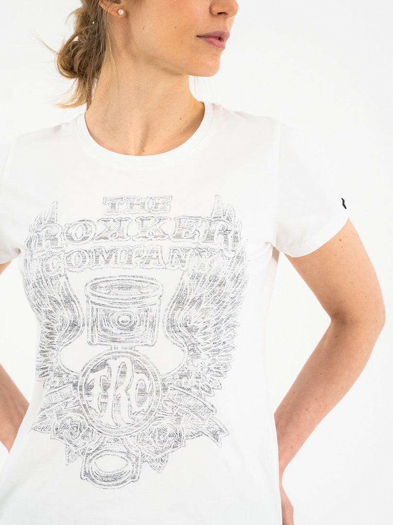 Rokker Wings Classic レディースTシャツ 白い L 図6