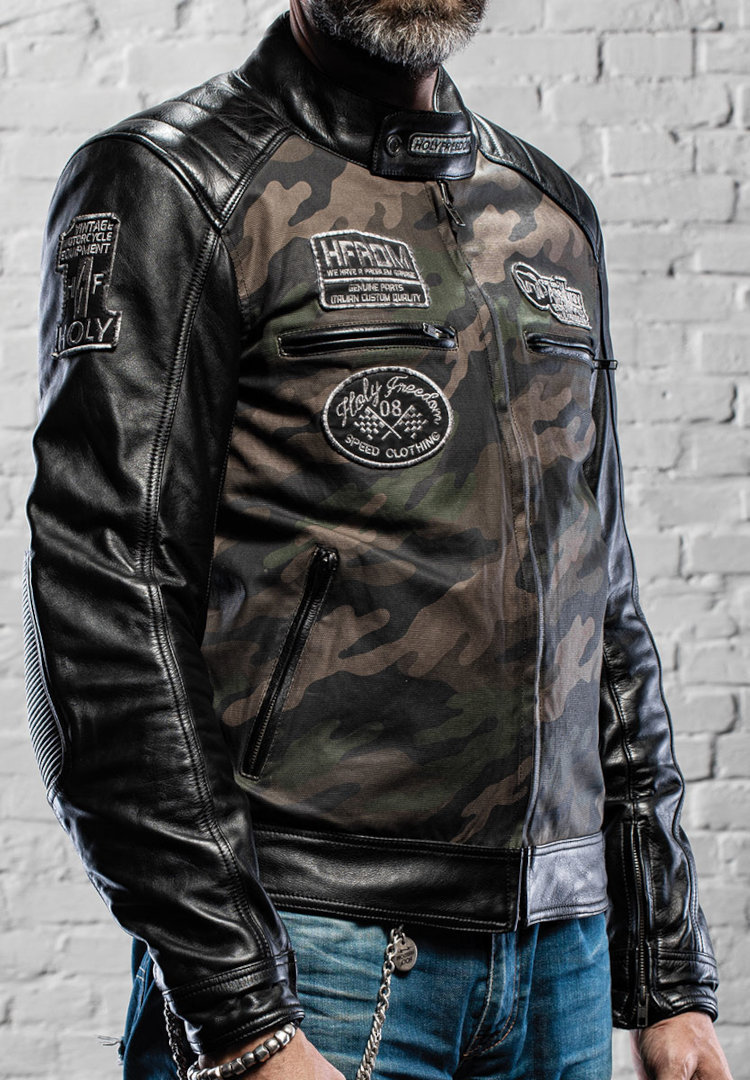 HolyFreedom Zero Camo Motorrad Lederjacke L Abbildung 5
