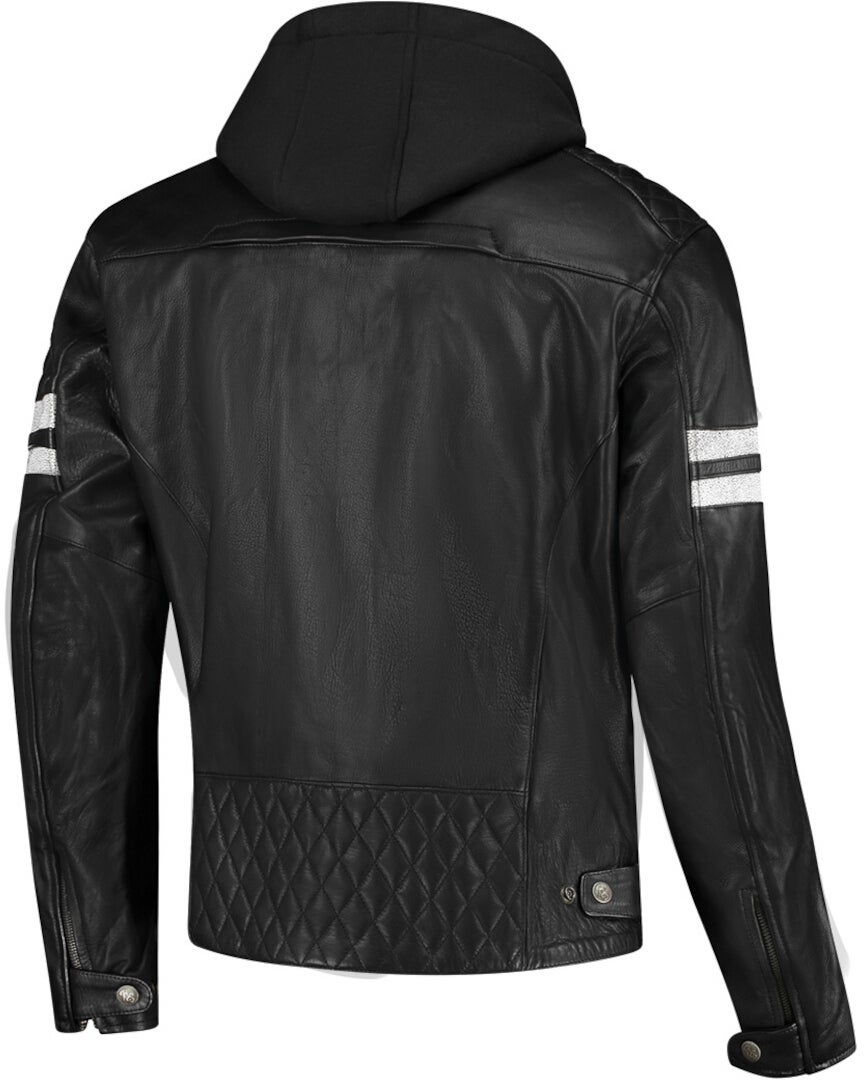 Rusty Stitches Super Jari Hooded V2 Motorcycle Leather Jacket black/white 6XL Figure 2