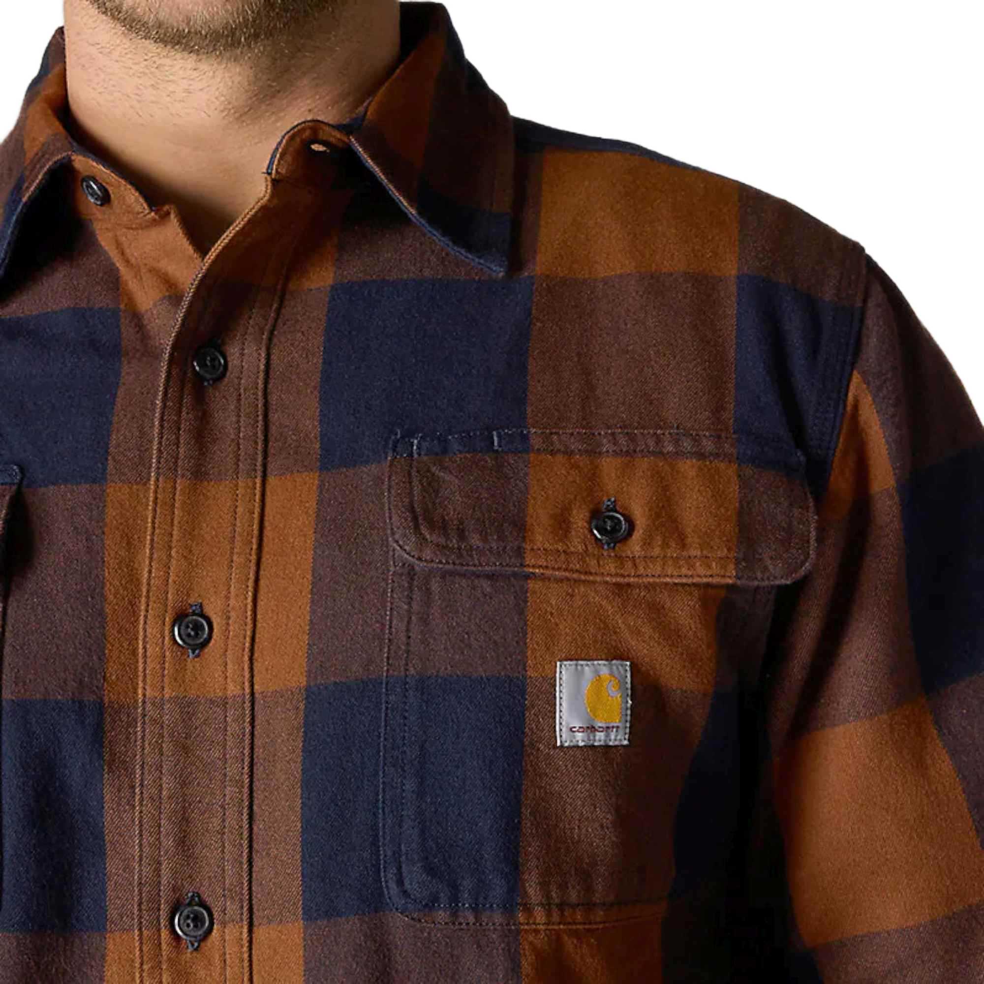 Carhartt Heavyweight Flannel Plaid 襯衫 深棕色 L 圖 3
