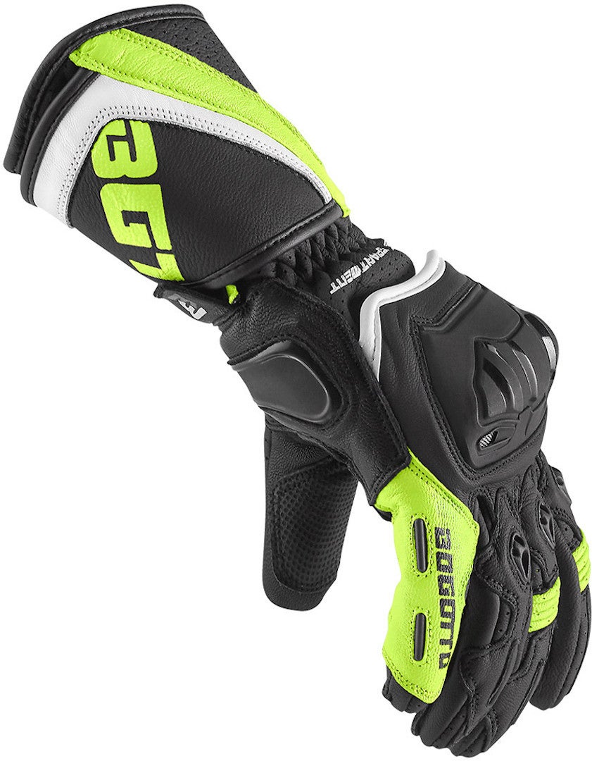 Bogotto Losail Motorcykelhandsker sort/hvid/gul S Figur 2
