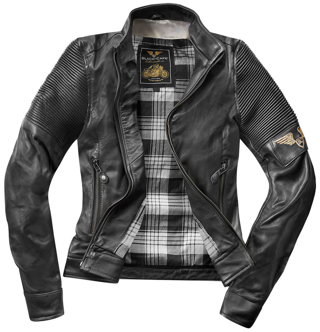 Black-Cafe London Amol Damer motorcykel skinnjacka svart XL Figur 2