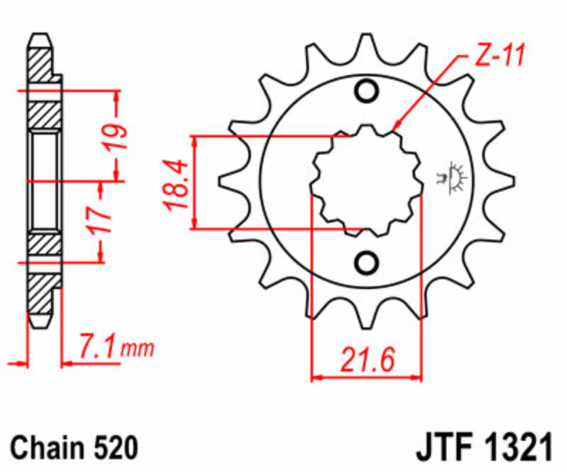 PIGNONS JT Pignon acier standard 1321 - 520 Figure 3