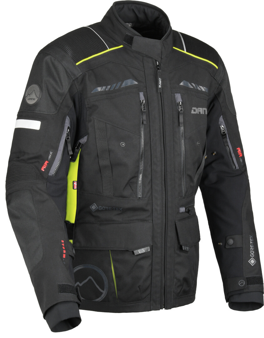 DANE Hornum waterproof Motorcycle Textile Jacket black/yellow L Figure 1
