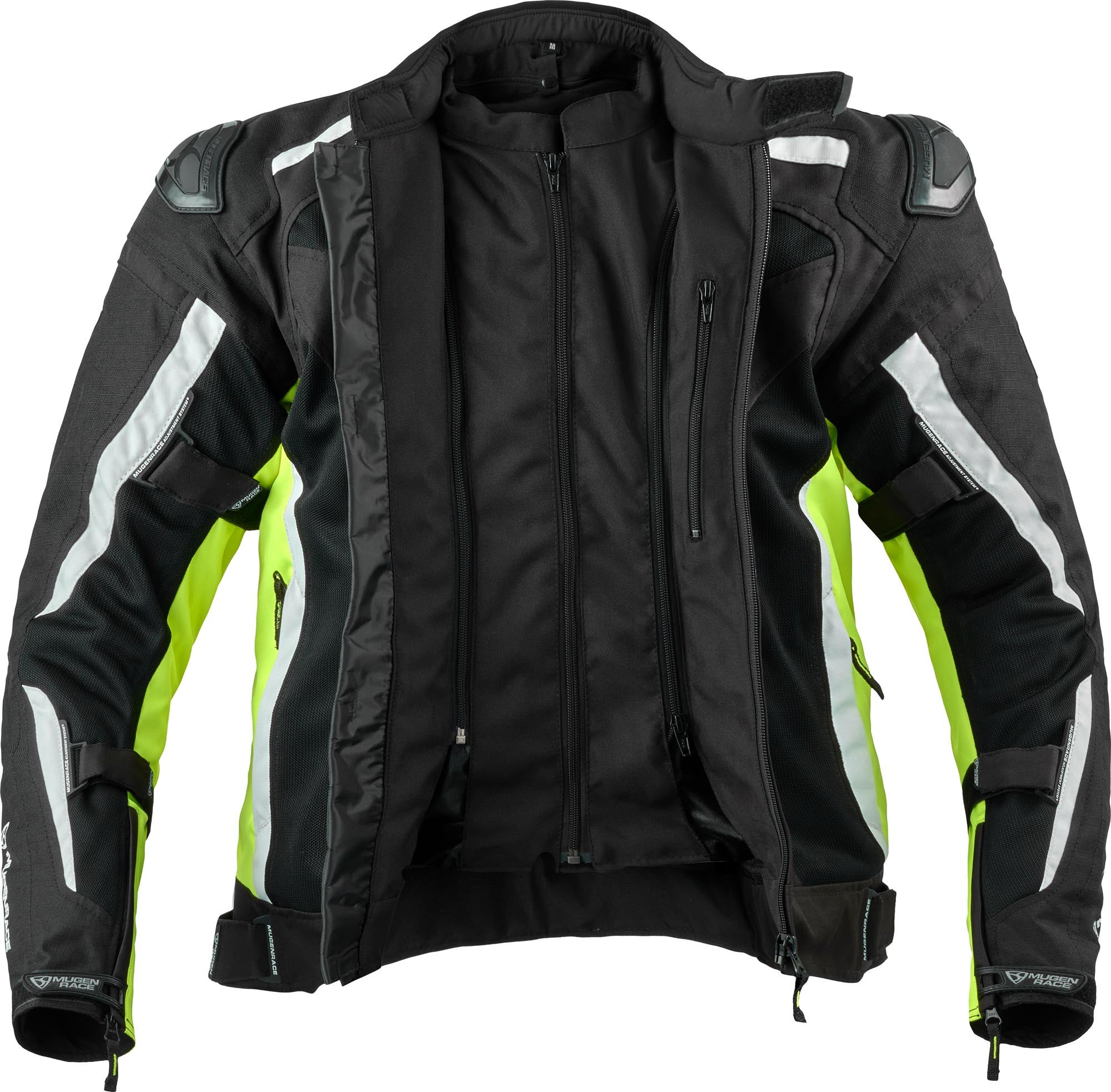MUGENRACE Diavolo-1 waterproof Motorcycle Textile Jacket black/white/neon-yellow M Figure 4