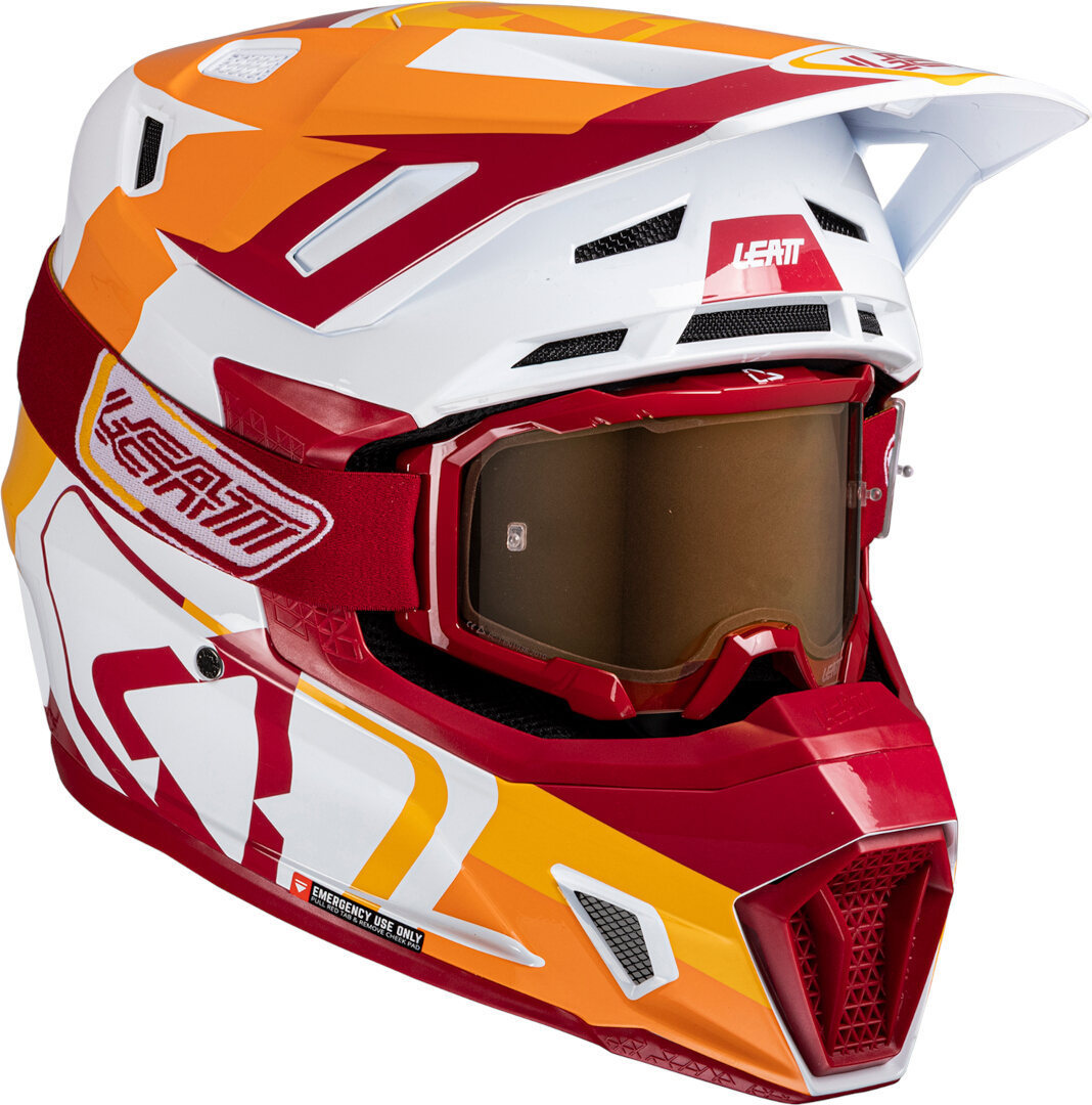 Leatt 7.5 Patch Cască de motocross cu ochelari de protecție Alb/Roșu/Portocaliu M (57/58) Figura 1