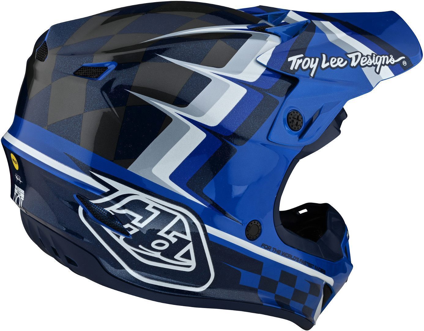 Troy Lee Designs SE4 Warped Polyacrylite MIPS Casco Motocross blu S (55/56) Figura 8