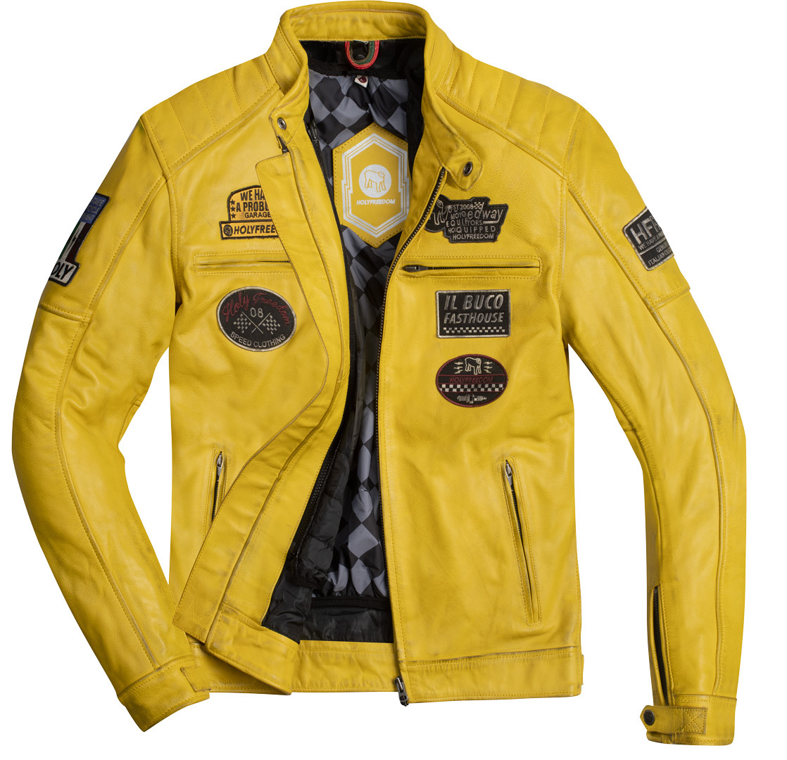 HolyFreedom Zero Evolution Motorfiets Leren Jas Geel M Figuur 3