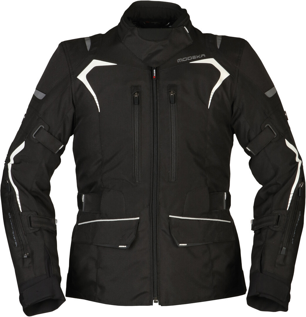 Modeka Elaya Dames Motorfiets Textiel Jas zwart/wit 44 Figuur 1