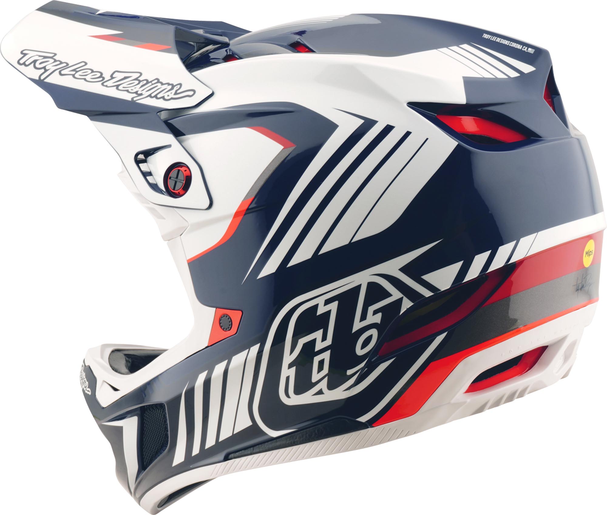 Troy Lee Designs D4 Qualifer Polyacrylite MIPS Afdalingshelm blauw/wit S (55/56) Figuur 3