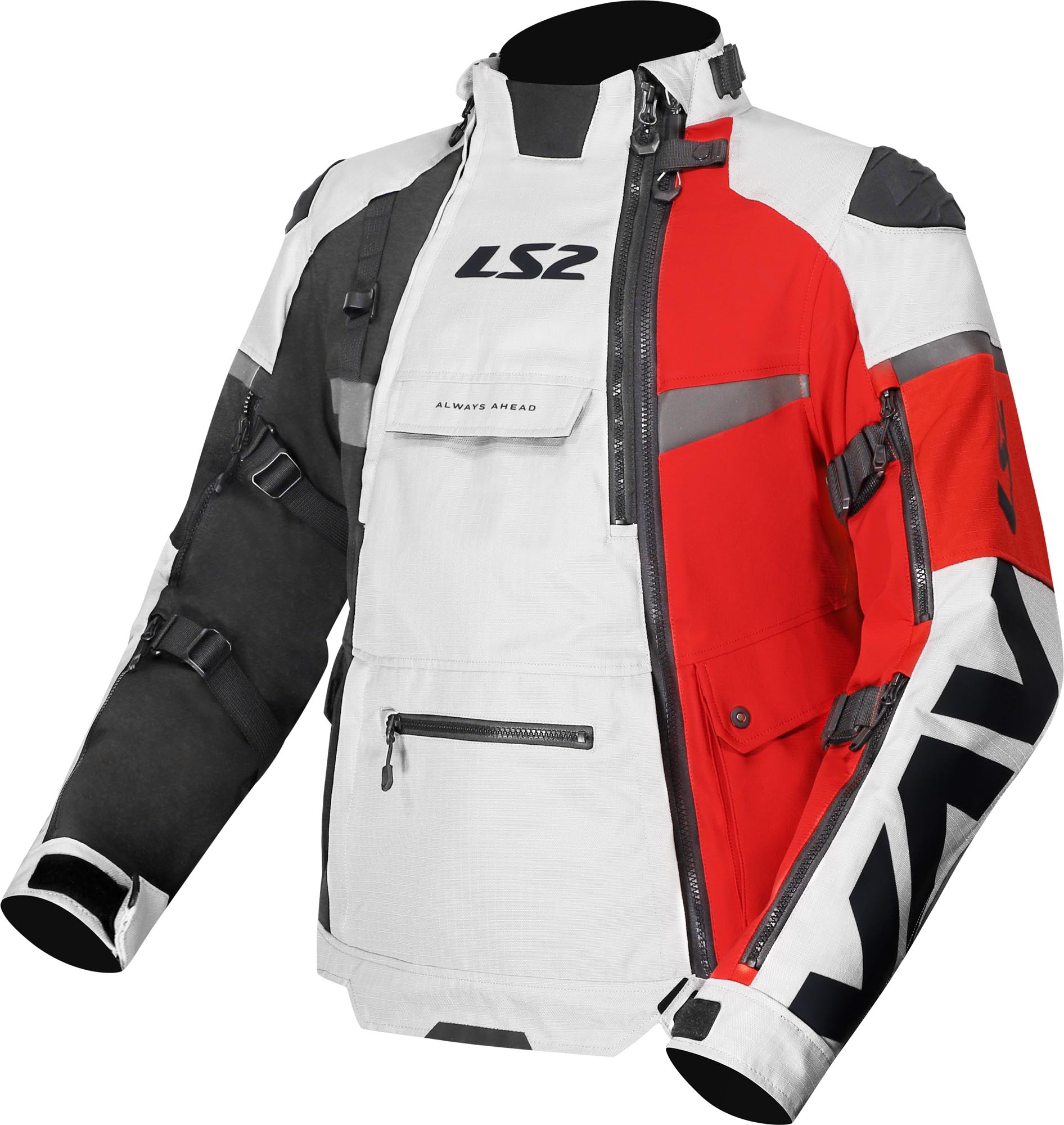 LS2 X-Master waterproof Motorcycle Textile Jacket black/grey/red XL Figure 1