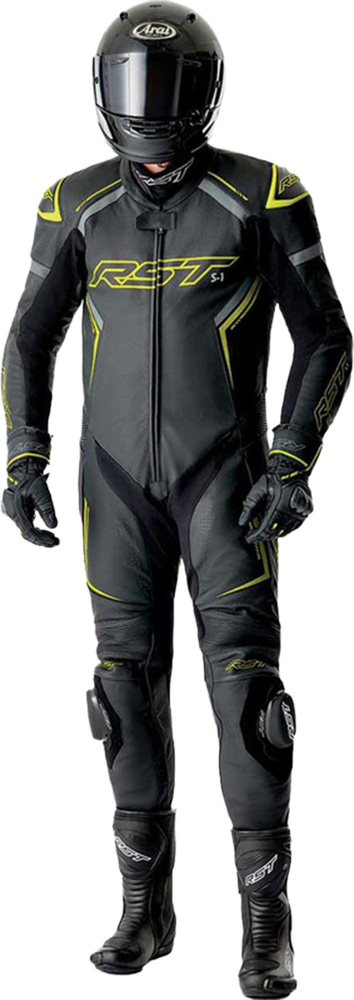 RST S1 D3O perforert ett-delt motorsykkelskinndrakt svart/neon/gult 60 Figur 10