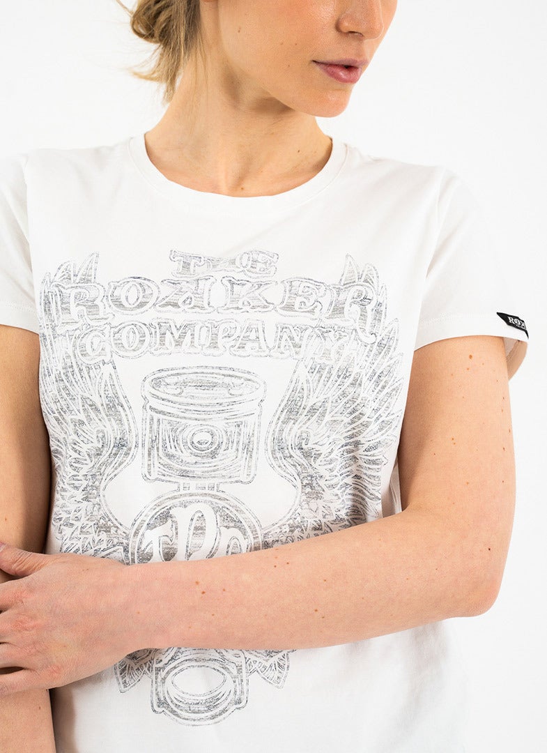 Rokker Wings Classic Ladies T-Shirt white S Figure 4