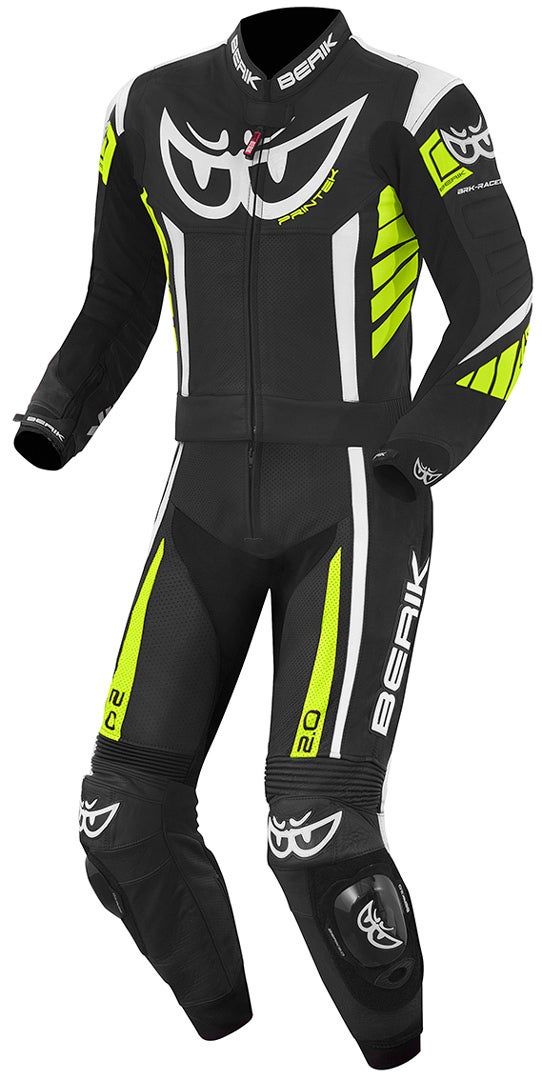 Berik Zakura Two Piece Motorcycle Leather Suit black/white/yellow 60 Figure 1