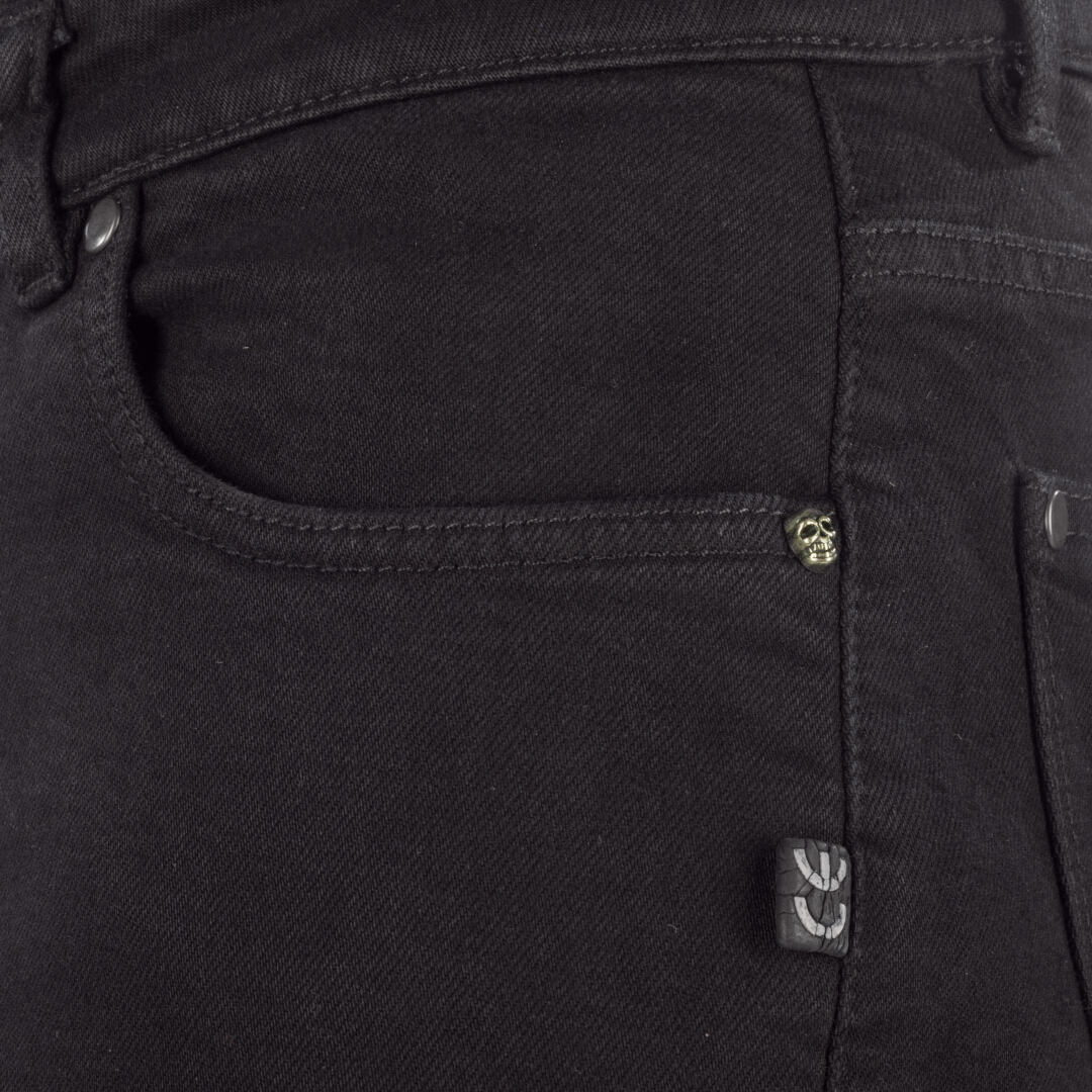 Side view of Segura Cosmic Motorcycle Jeans