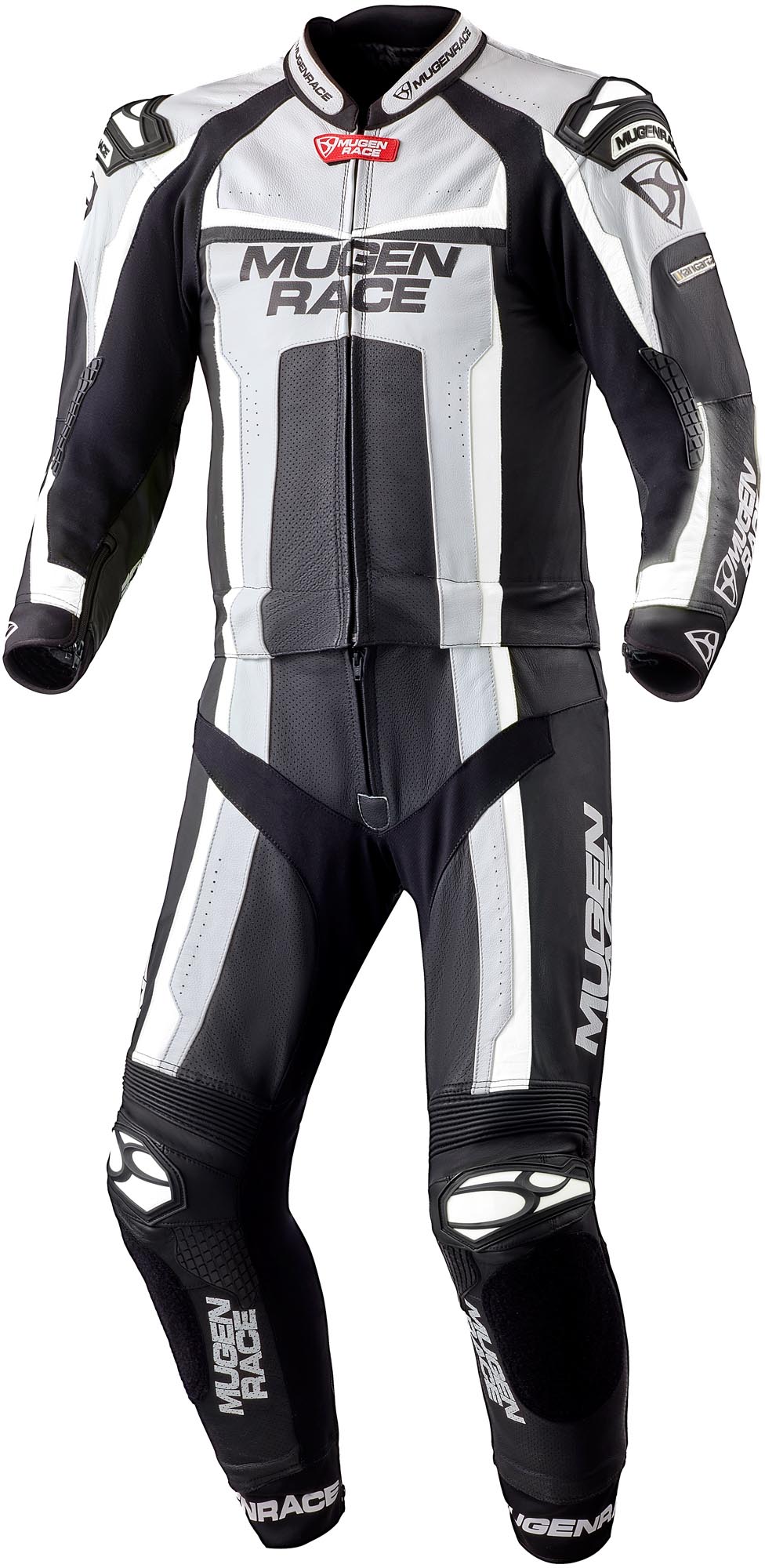 MUGENRACE Ibrido 2-Piece Motorcycle Leather Suit black/white 58 Figure 1