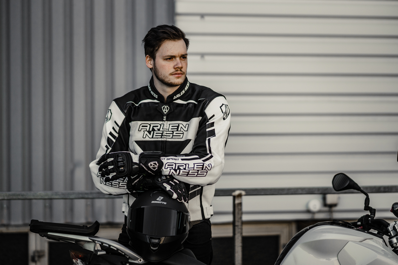 Arlen Ness Rapida 2 Motorcycle Leather Jacket black/white 58 Figure 3