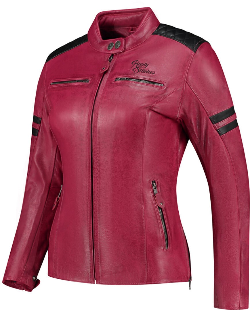Rusty Stitches Joyce V2 Damen Motorrad Lederjacke rot/schwarz 44 Abbildung 1