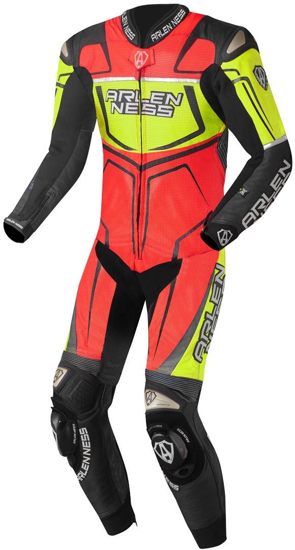 Arlen Ness Alcarras Race One Piece Kangaroo Motorcycle Leather Suit black/red/yellow 60 Figure 1