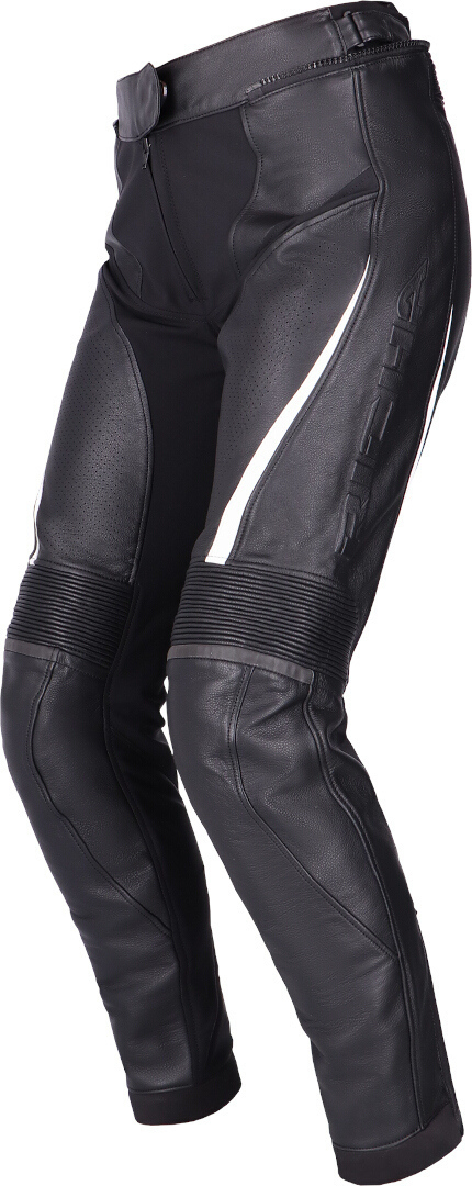 Richa Laura pantaloni perforați de piele pentru motociclete pentru doamne alb/negru 36 Figura 2