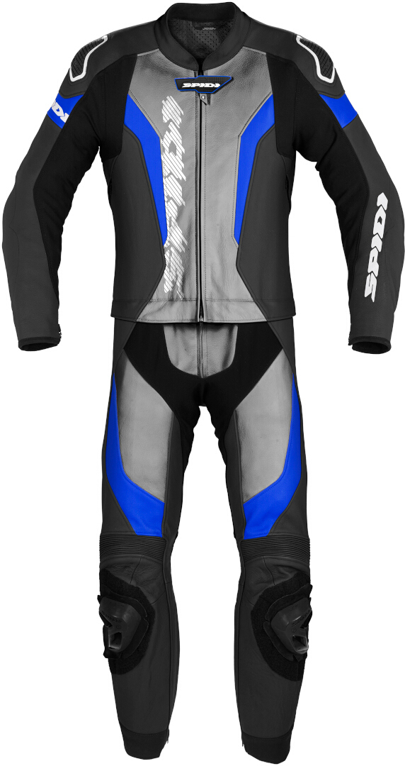 Spidi Laser Touring Two Piece Motorcycle Leather Suit black/grey/blue 48 Figure 1