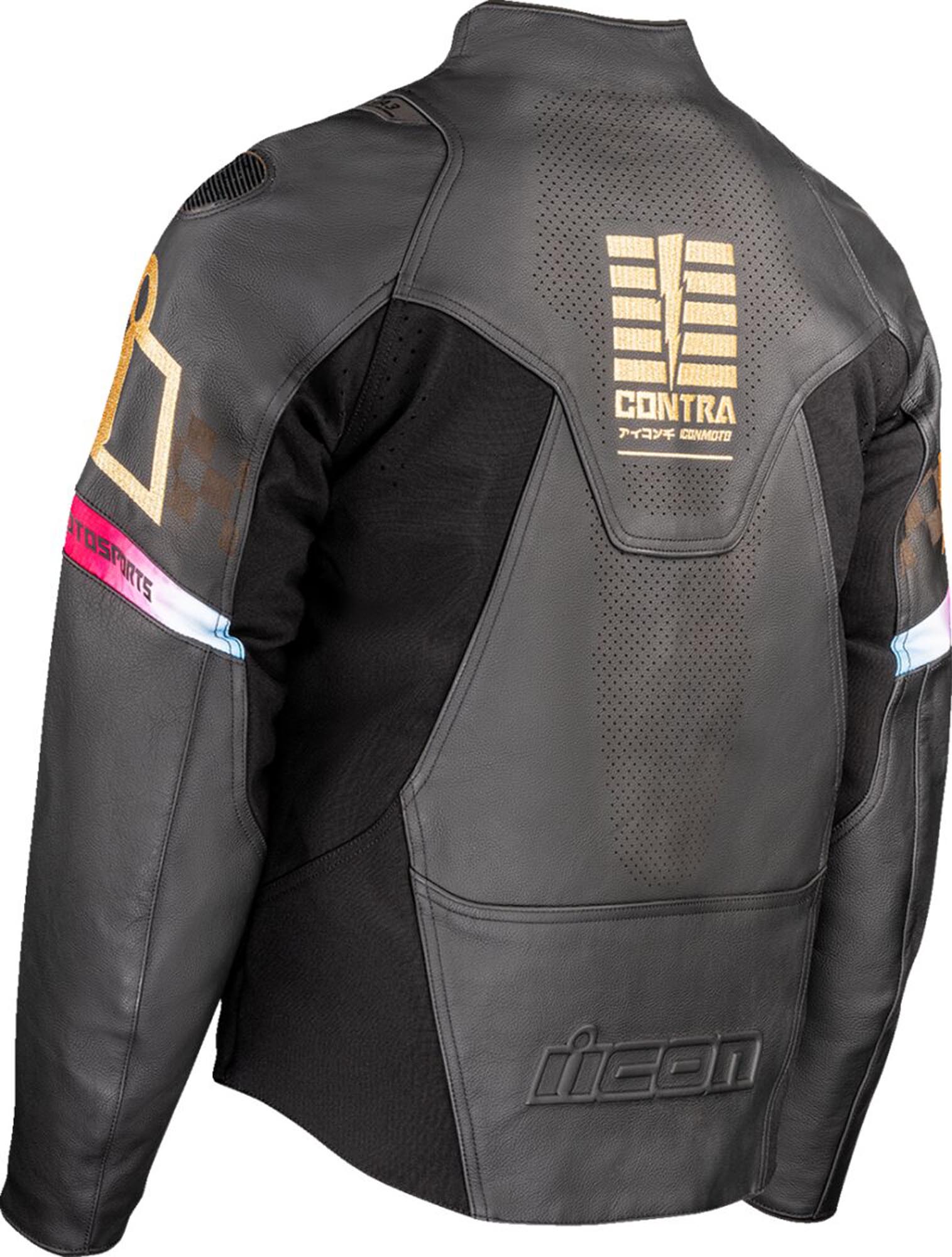 Icon Contra 3 Rizz Rizz Motorcycle Leather Jacket black/yellow/red XL Figure 2