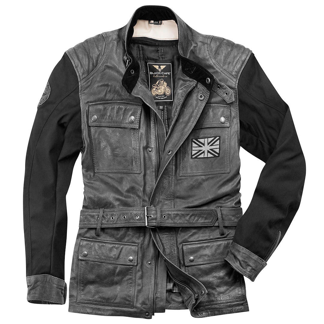 Black-Cafe London Retro Motorrad Lederjacke dunkelgrau 58 Abbildung 1