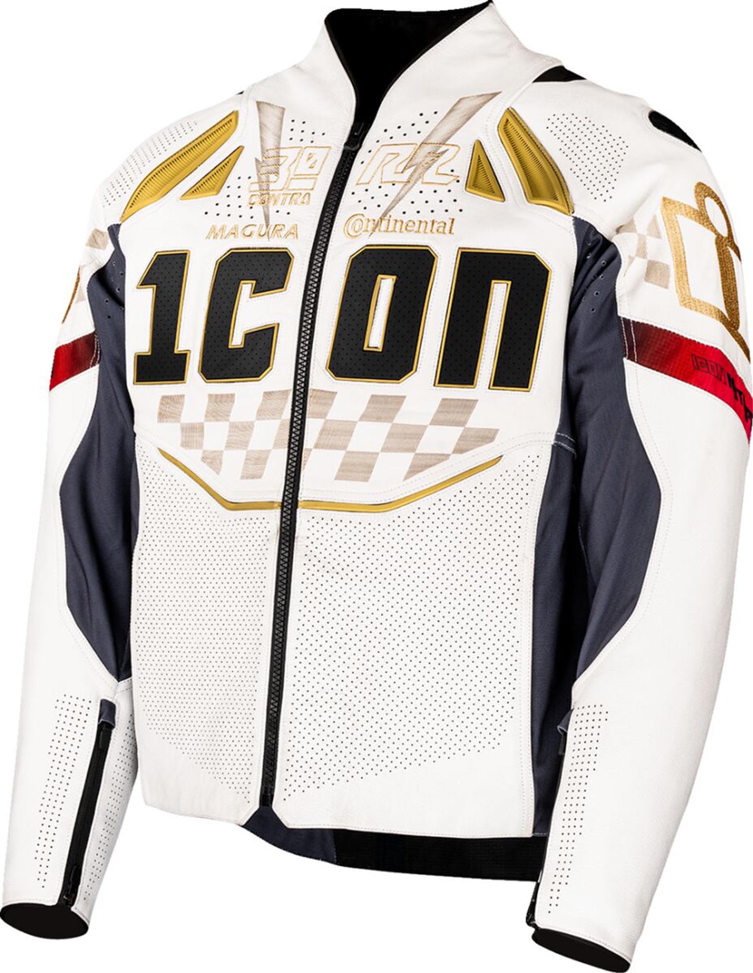 Icon Contra 3 Rizz Rizz Motorcycle Leather Jacket white 3XL Figure 1