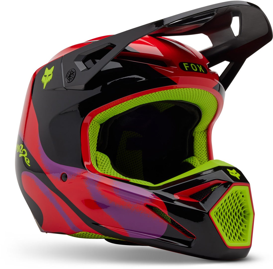 FOX V1 Emotion Motocross Helm schwarz/rot/gelb S (55/56) Abbildung 1