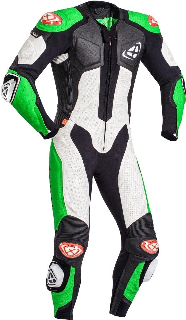 Ixon Vendetta Evo One Piece Motorcycle Leather Suit black/white/green M Figure 1