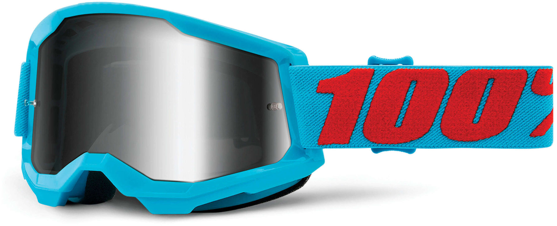 100% Strata 2 Chrome Ochelari de motocross Albastru deschis/Roșu Figura 1