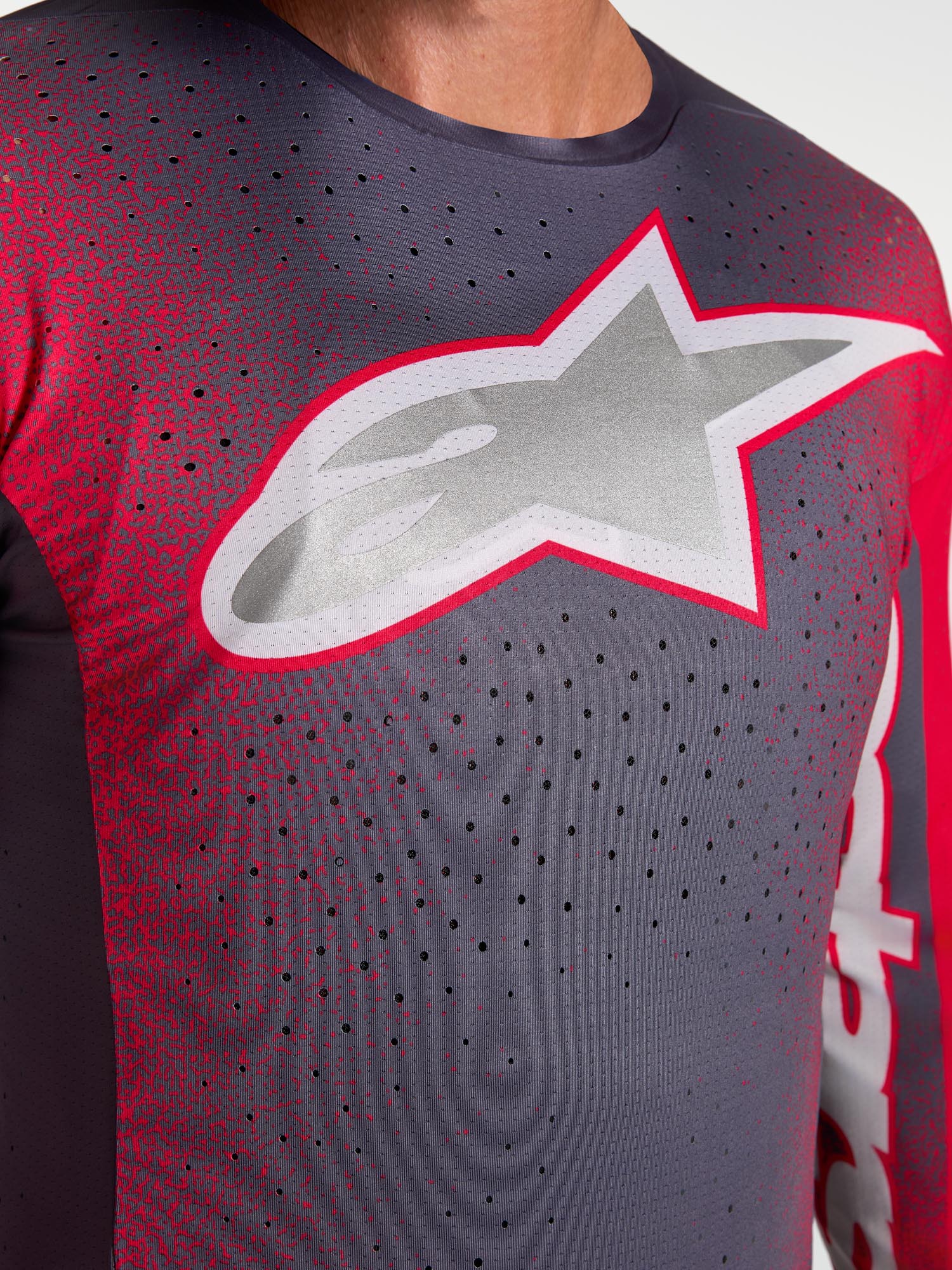 Alpinestars Supertech Hiten AFD Motocross Jersey grau/rot M Abbildung 5