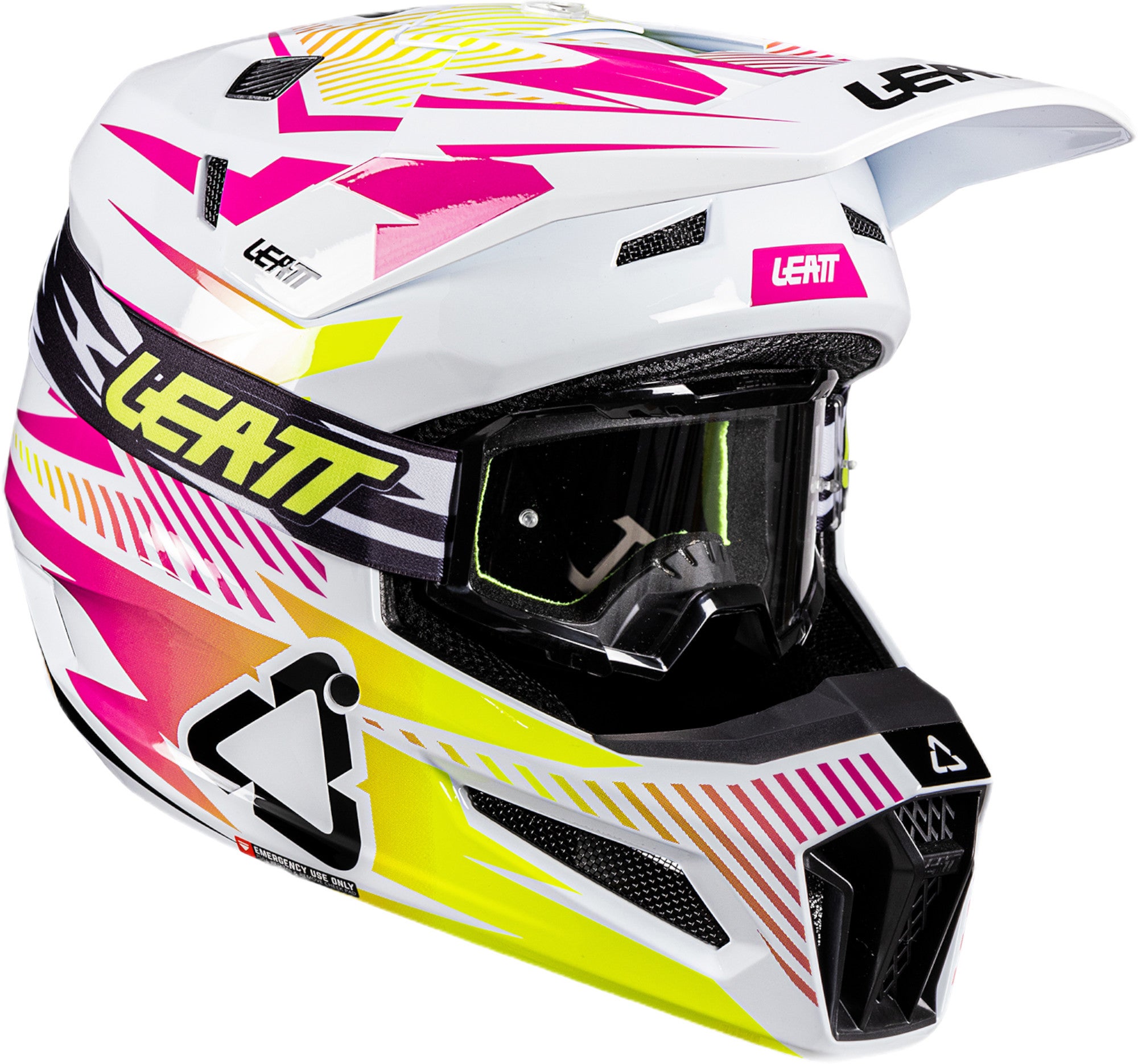 Leatt 3.5 V26 Capacete de motocross com óculos de proteção branco/rosa/amarelo XXL (63/64) Figura 1
