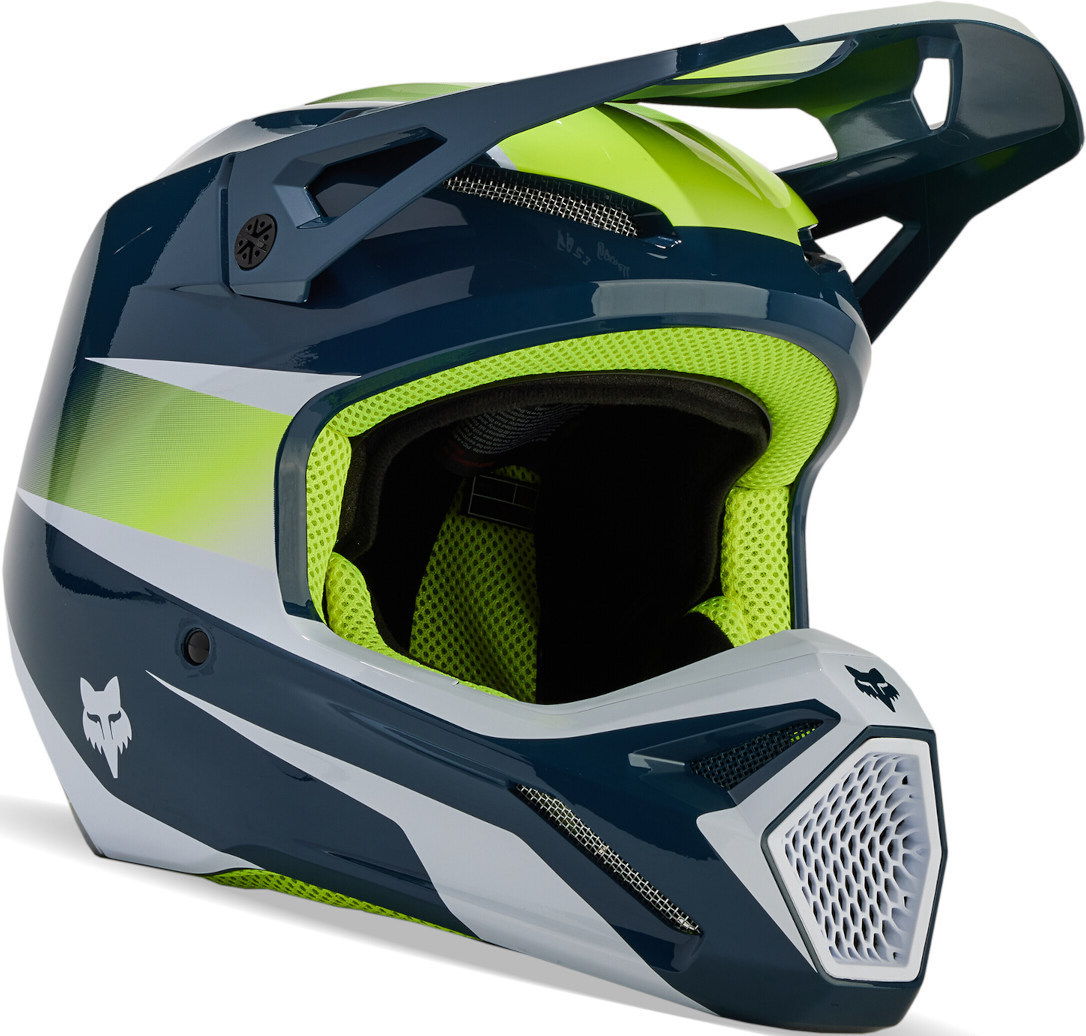 FOX V1 Flora MIPS Motocross hjälm blå/gul XS (53/54) Figur 1