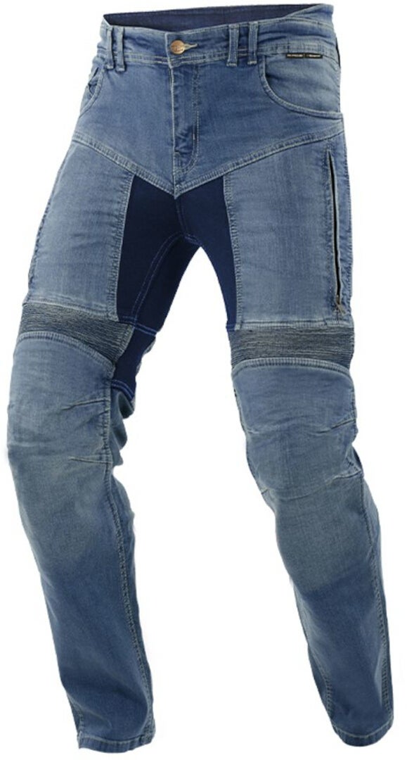 Side view of Trilobite Parado Blue Monolayer Slim Motorcycle Jeans