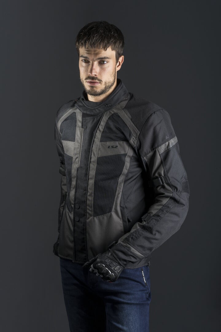 LS2 Scout Chaqueta textil de moto impermeable negro/gris oscuro XXL Figura 5