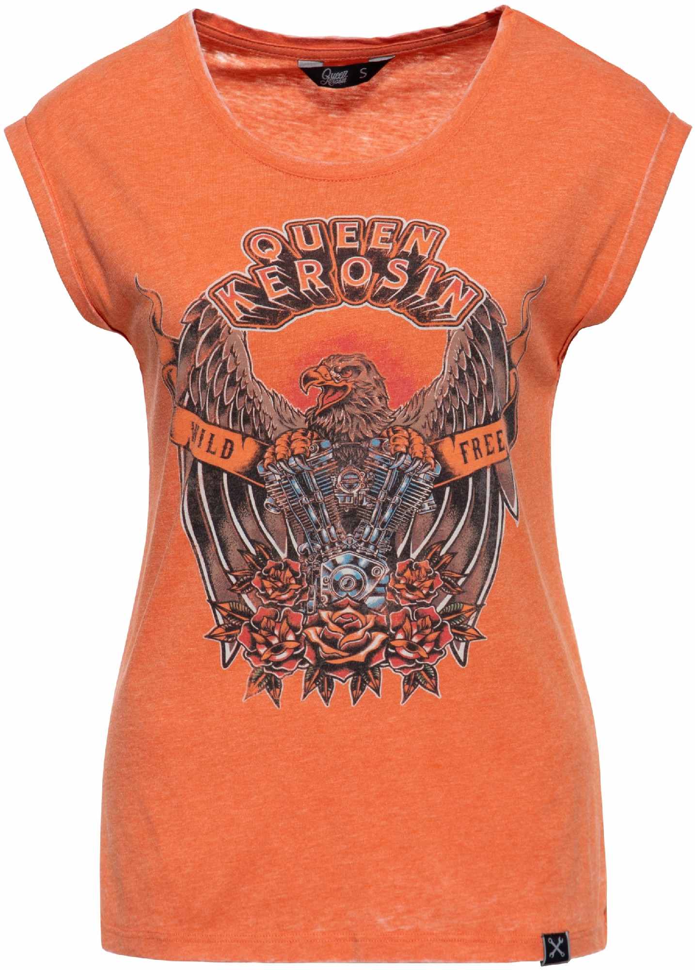 Queen Kerosin Wild & Free Dame T-shirt orange 3XL Figur 1