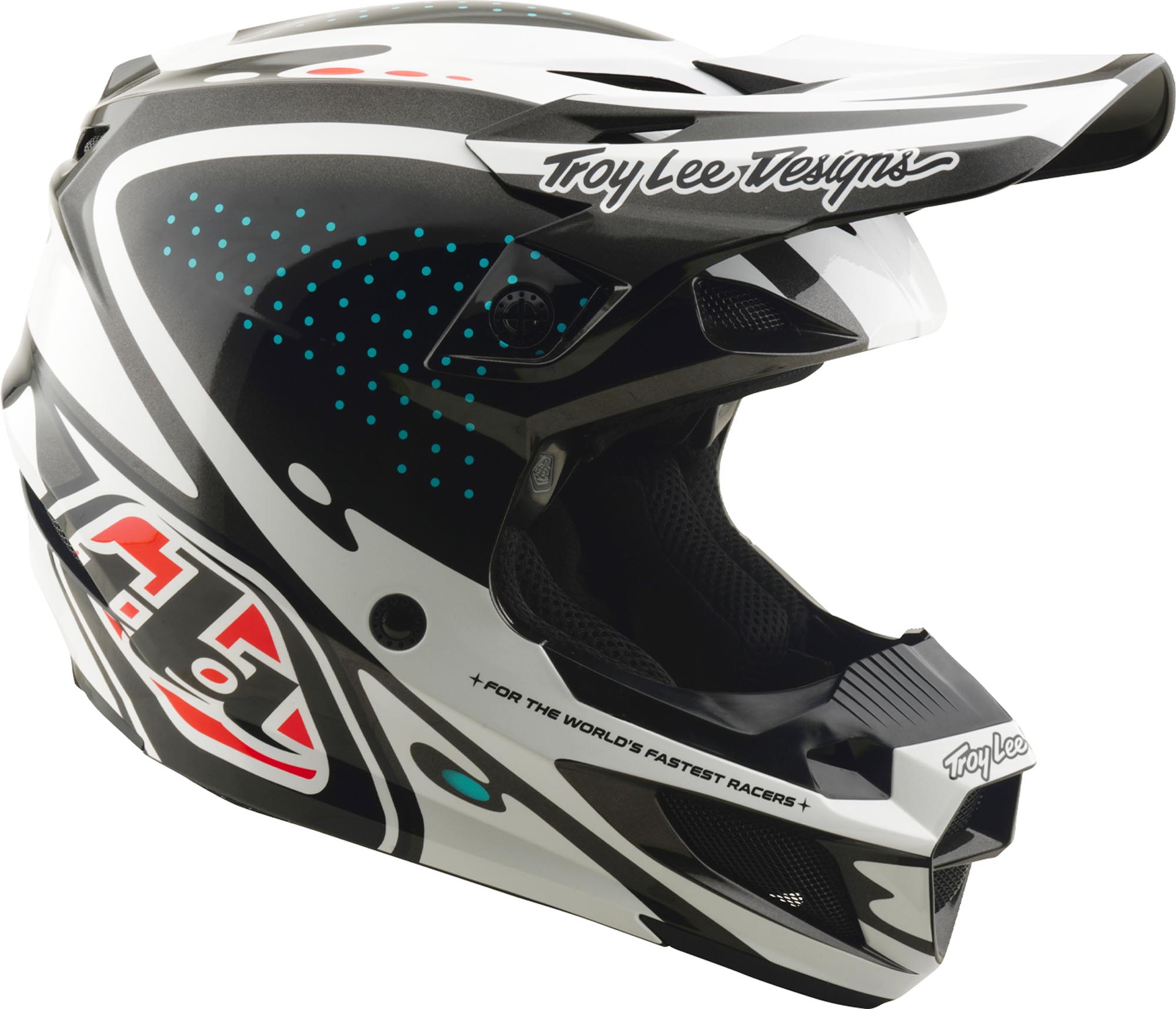 Side view of Troy Lee Designs SE5 Polycarbonate MIPS The Line Motocross Helmet