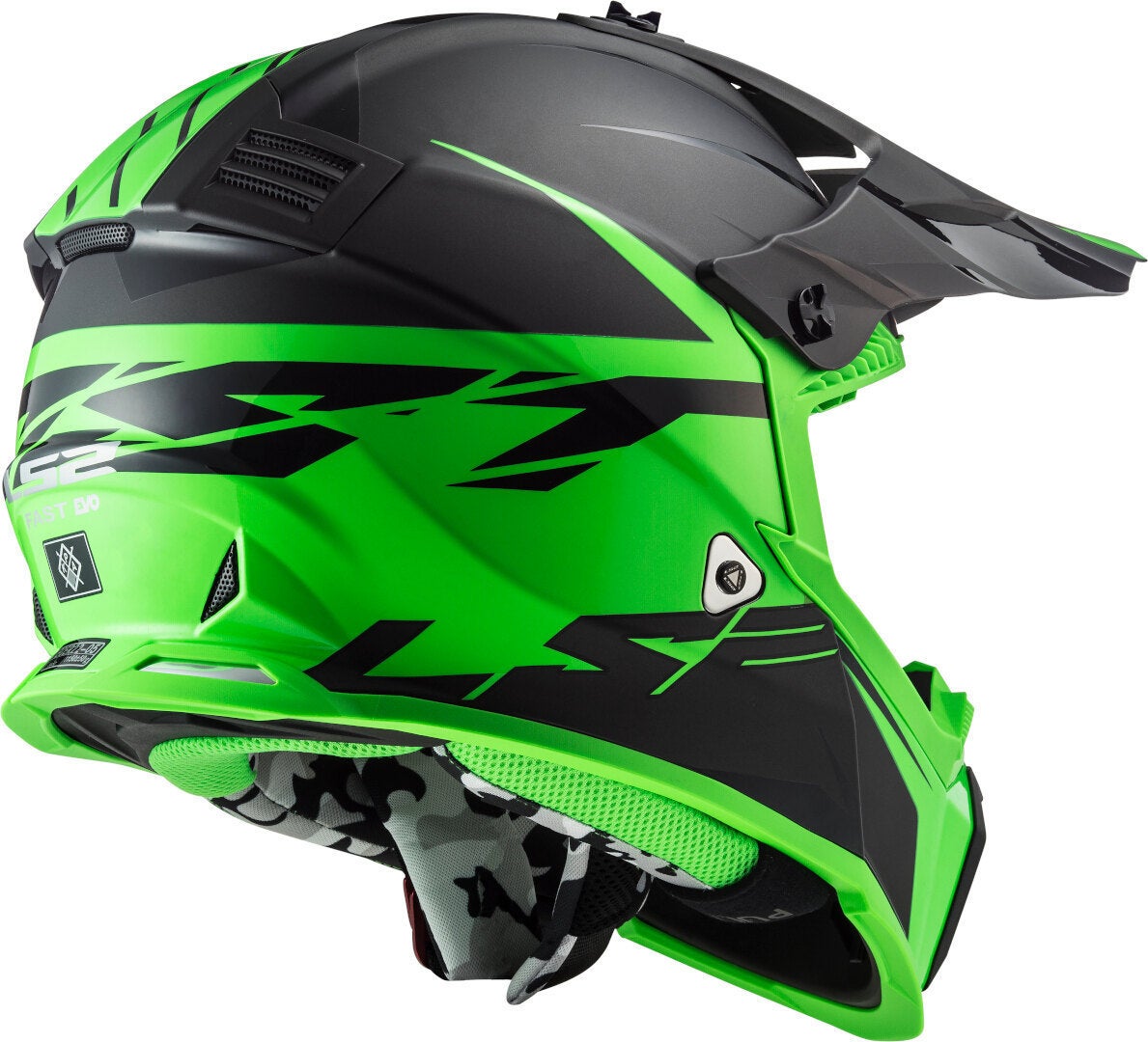 LS2 MX437 Fast Evo Roar Motocross Helm schwarz matt/grün S (55/56) Abbildung 7