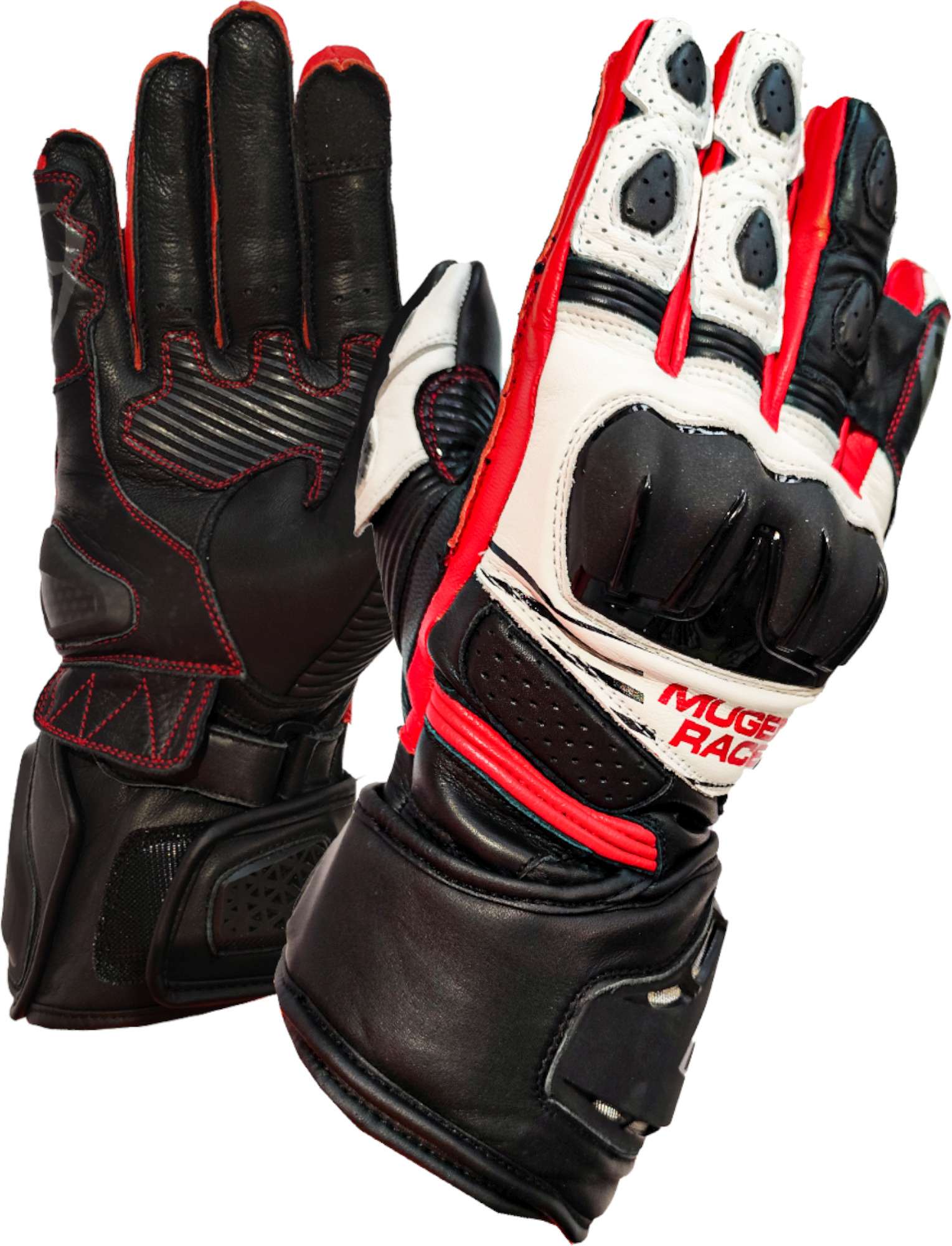 MUGENRACE Linea Sport Motor cycle Gloves black/white/red L Figure 1