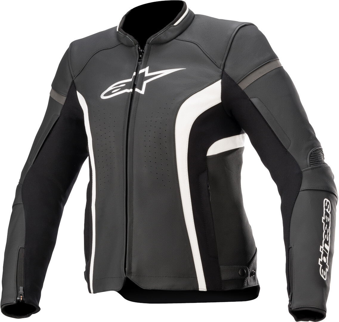 Alpinestars Stella Kira V2 Jachetă de piele pentru motociclete pentru doamne alb/negru 48 Figura 1