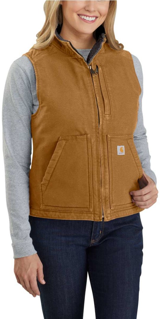 Carhartt Sherpa Lined Mock Neck Ladies Vest brown S Figure 3