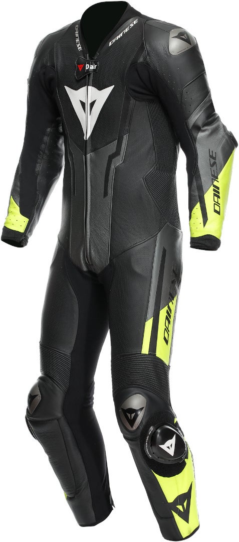 Dainese Misano 3 D-Air Airbag perforated 1-Piece Motorcycle Leather Suit black/grey/yellow 58 Figure 1