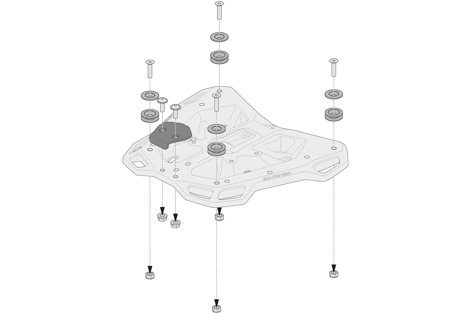 Kit adaptor SW-Motech pentru ADVENTURE-RACK - Negru. Pentru TRAX ADV/ION/EVO. Figura 3
