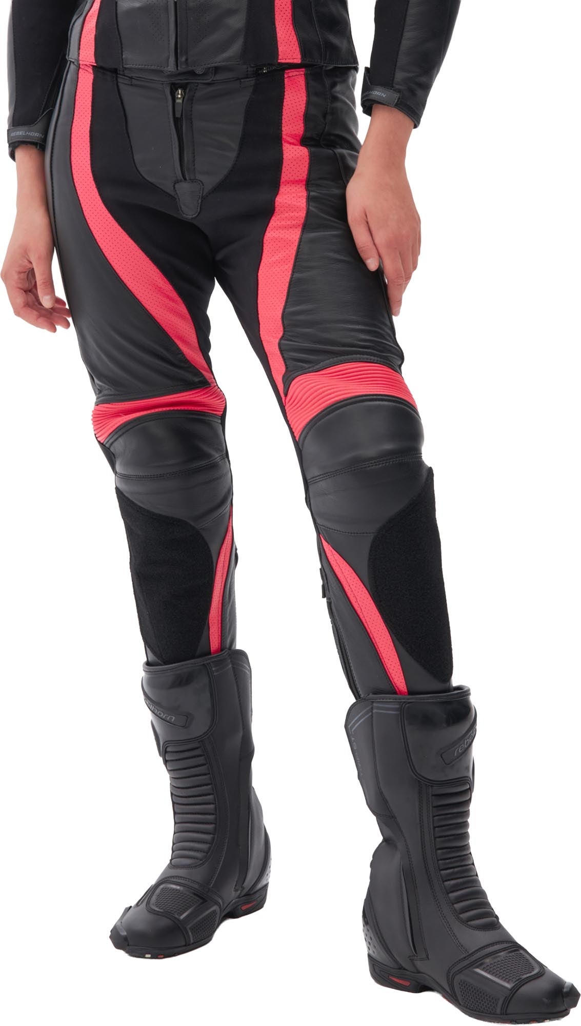 Rebelhorn Rebel Damer Motorcykel læderbukser sort/pink 40 Figur 3