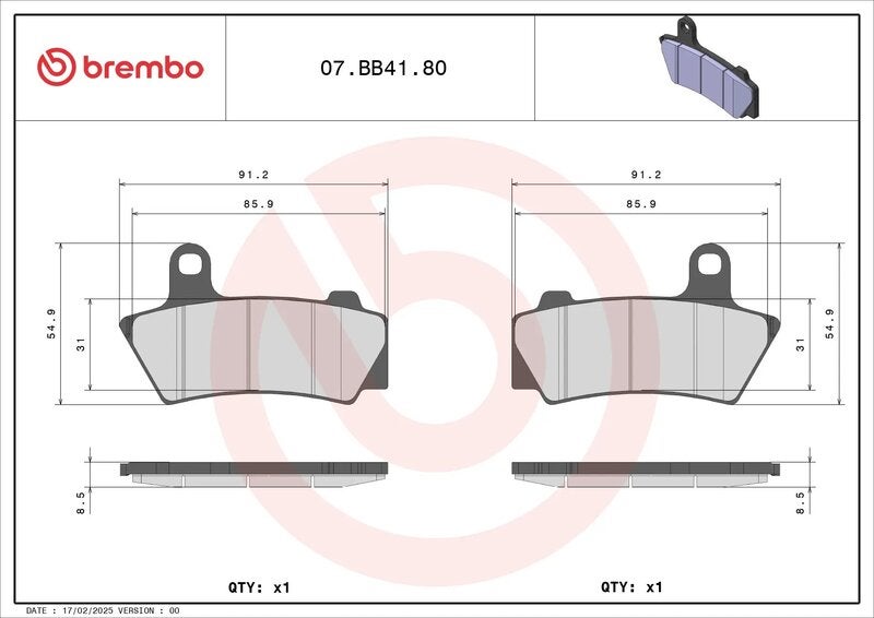 Brembo S.p.A. Sintered Brake pads - 07BB4180 Figure 1