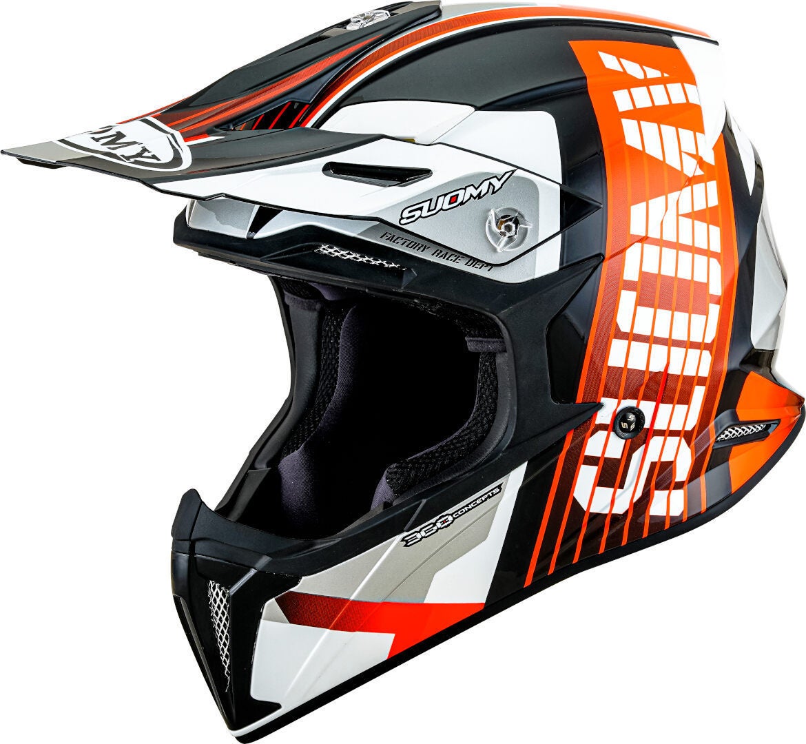 Suomy X-Wing Amped E06 Motocross hjelm sort/hvid/orange XXL (63) Figur 1