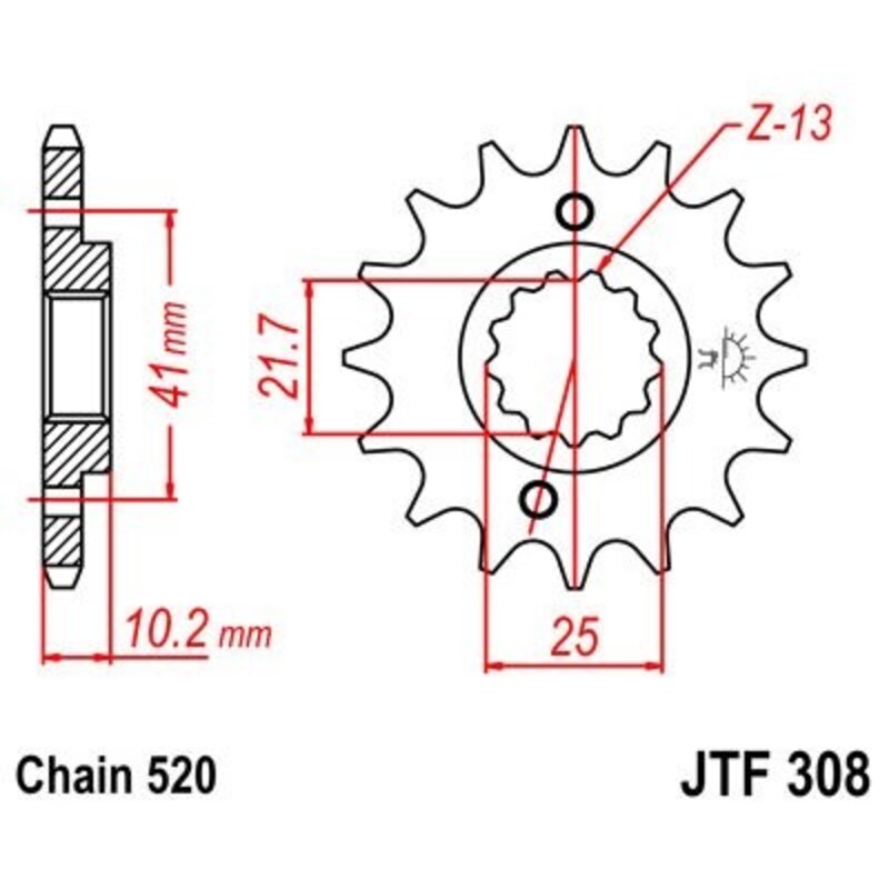 JT SPROCKETS Stålbullerfri framdrivna kedjehjul - 520 Figur 2